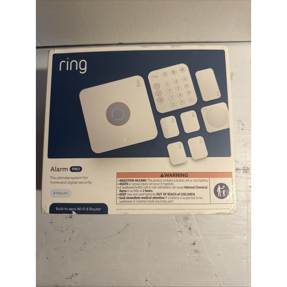 Ring Alarm Pro Home Security Kit Wi-Fi 6 router built-in 8 piece White New Open